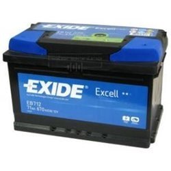 Exide Excell 71Ah/670A -/+