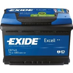 Exide Excell 74Ah/680A -/+