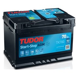 Tudor Start AGM 70Ah/760A 278X175X190 -/+ 